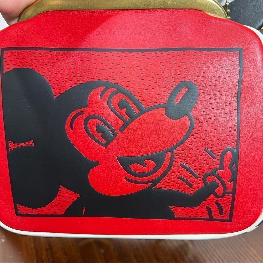 COACH Leather Keith Haring X Disney Mickey Mouse Kisslock Bag limited Edition - Picture 2 of 14